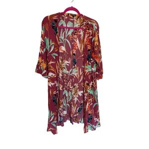 Express‎ Floral Print Kimono Duster Cardigan Cover Up Bohemian XS/S